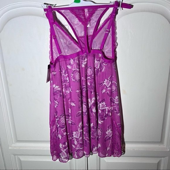 NWT, French‎ Affair Women’s Babydoll and G-String Set Size S, Pink Floral - Picture 3 of 6